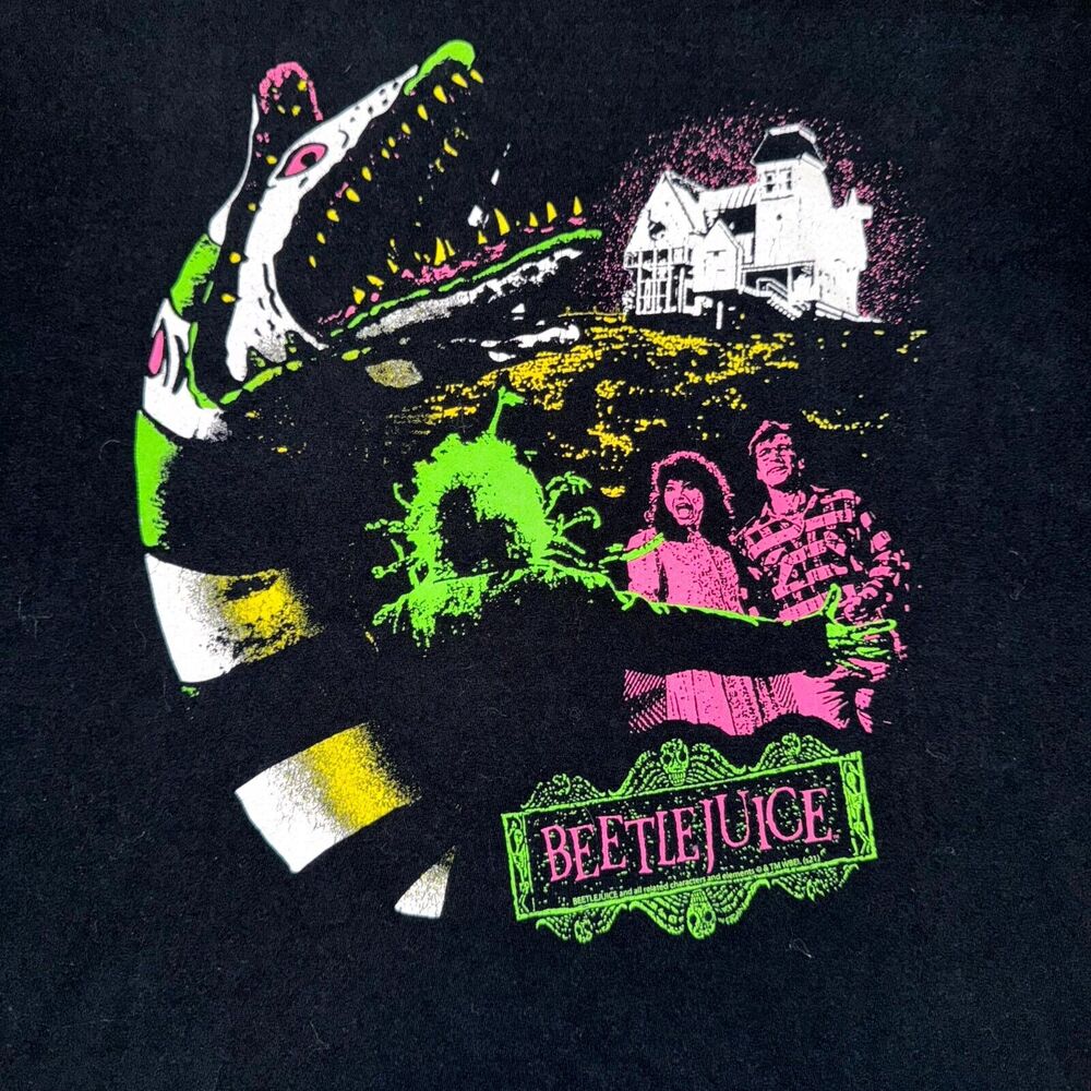 Beetlejuice T-Shirt Fruit of the Loom L Black Cotton Crew Neck Short Sleeve